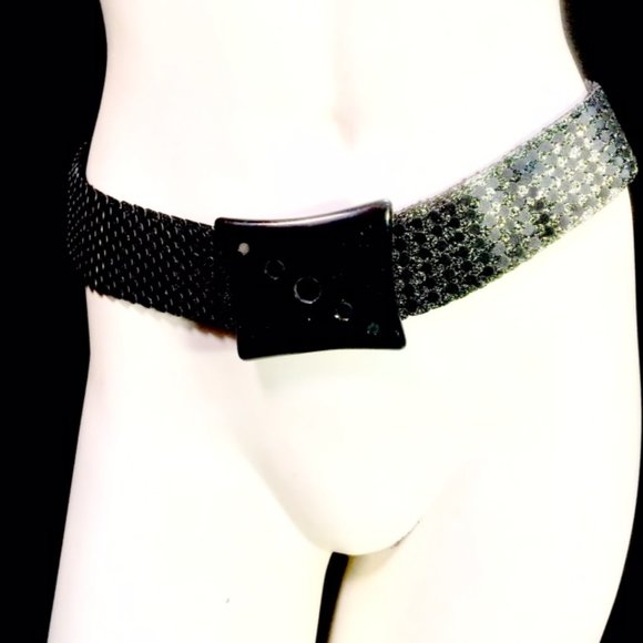Vtg 60\'s NOS Dark Gray Scale Metallic Cinch Belt